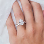 3.20 CT Oval Cut Moissanite Solitaire With Pave Setting Engagement Ring