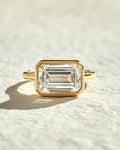 1.0 -3.0 CT Emerald Cut Lab Grown Diamond Bezel Solitaire Engagement Ring