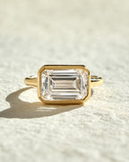 1.0 -3.0 CT Emerald Cut Lab Grown Diamond Bezel Solitaire Engagement Ring