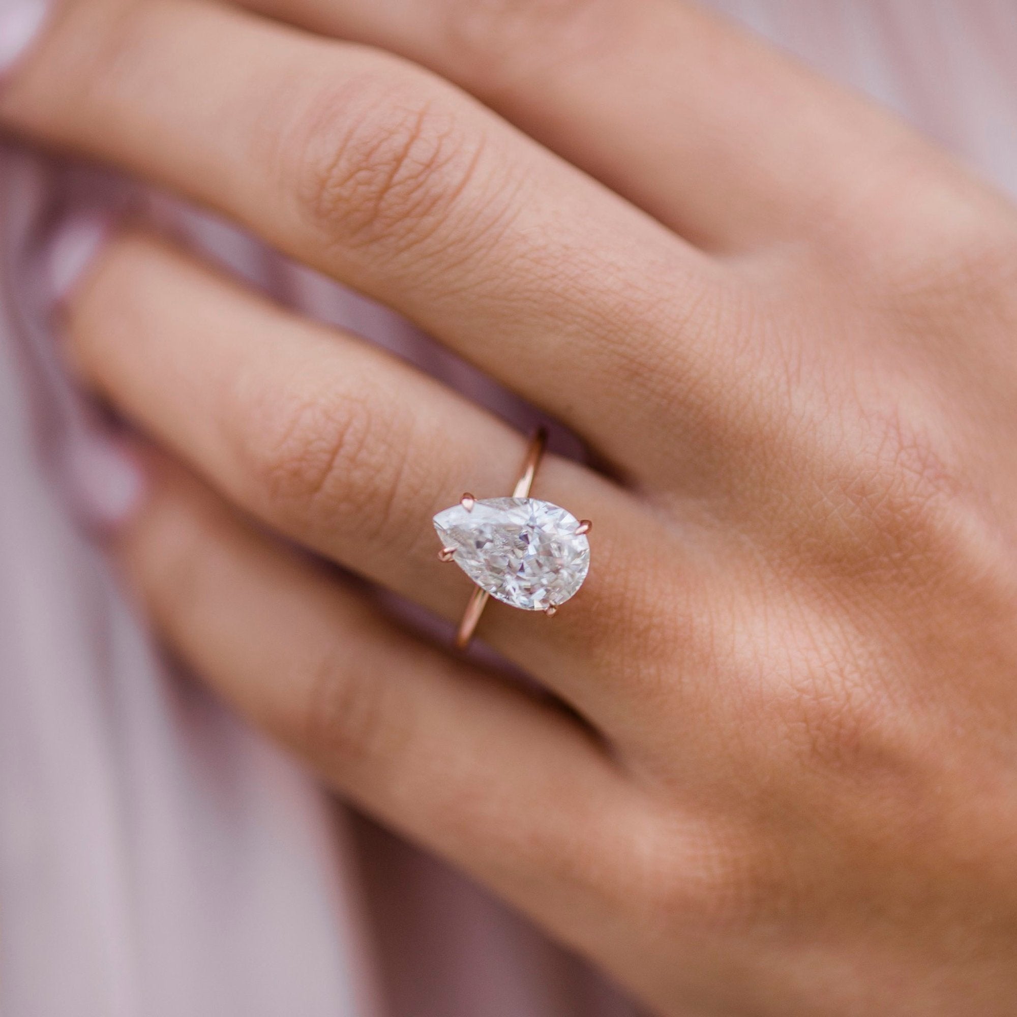 3.20 CT Pear Cut Moissanite Solitaire Engagement Ring