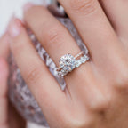 2.10 CT Round Moissanite Solitaire With Pave Setting Engagement Ring