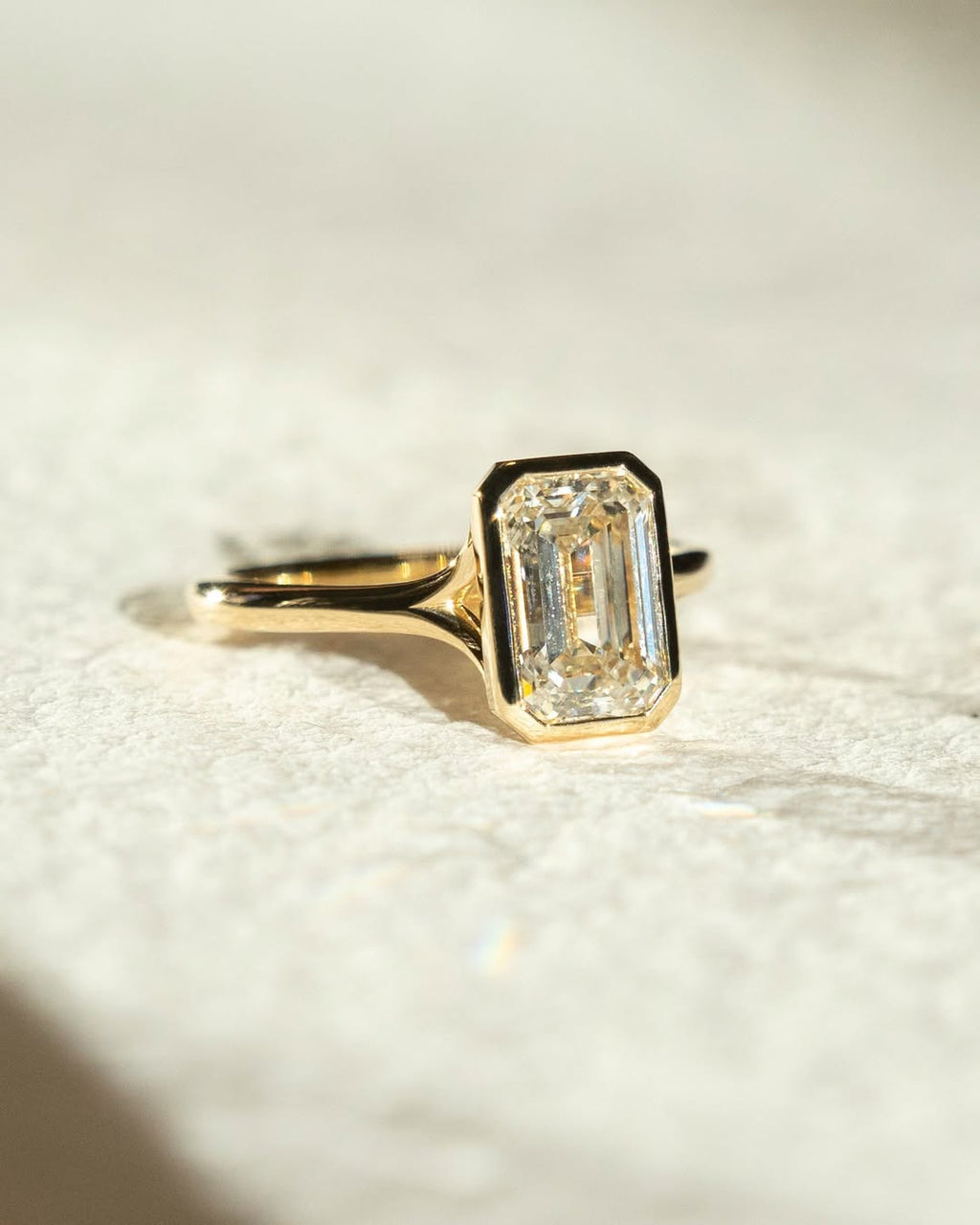 1.0 -3.0 CT Emerald ⁠Cut Lab Grown Diamond Bezel  Engagement Ring