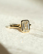 1.0 -3.0 CT Emerald ⁠Cut Lab Grown Diamond Bezel  Engagement Ring