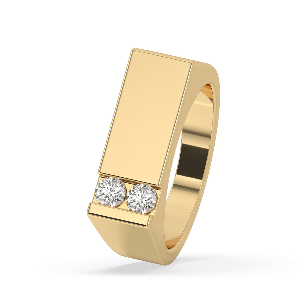 Yellow Gold Mens Wedding Band - 2 Stone