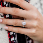 3.0 CT Oval Cut Moissanite Hidden Halo & Pave Engagement Ring