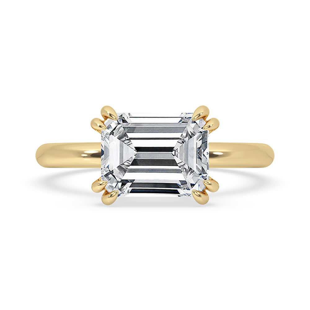 Yellow Gold Emerald Cut Diamond Engagement Ring