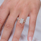 3.0 CT Radiant Moissanite Haidden Halo & Pave Setting Engagement Ring