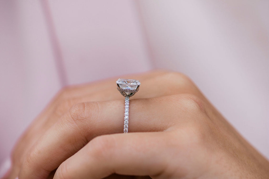 3.15 CT Cushion Moissanite Pave Setting Engagement Ring