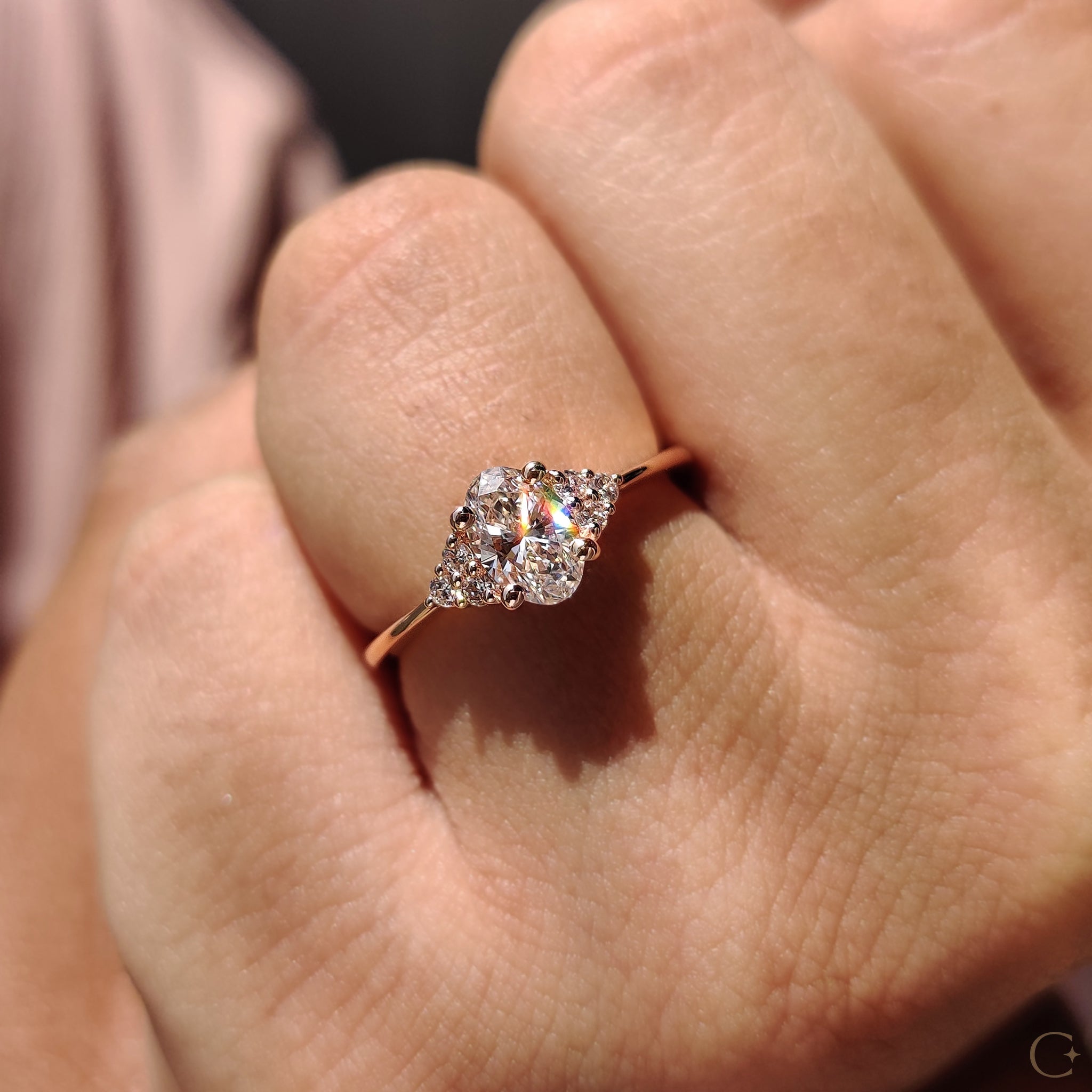 Oval Shaped Diamond Engagement Ring In Muse Style Secondary image