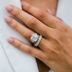 4.10 CT Asscher Cut Moissanite Three Stones Engagement Ring
