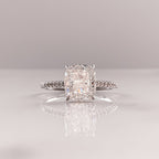2.0 CT Cushion Moissanite Hidden Halo Pave Setting Engagement Ring