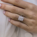 3.50 CT Radiant Moissanite Halo Pave Setting Engagement Ring