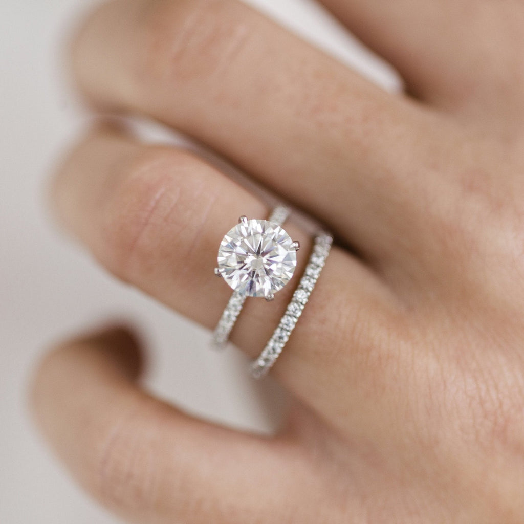 2.50 CT Round Cut Moissanite Hidden Halo Pave Setting Engagement Ring