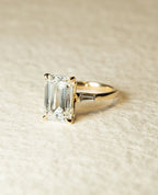 3.0 -5.0 CT Emerald Cut Lab Grown Diamond Three Stone Engagement Ring