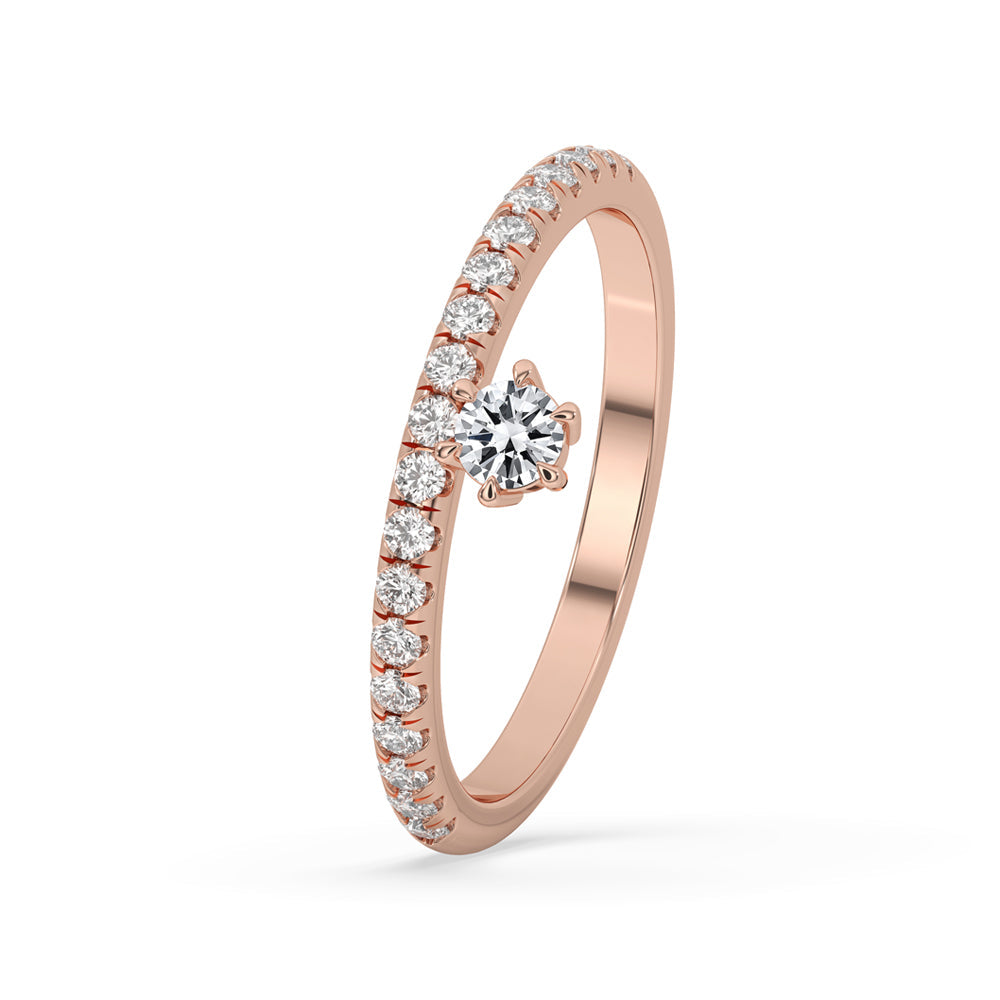 Pave Diamond Ring with Round Diamond Image secondaire du produit