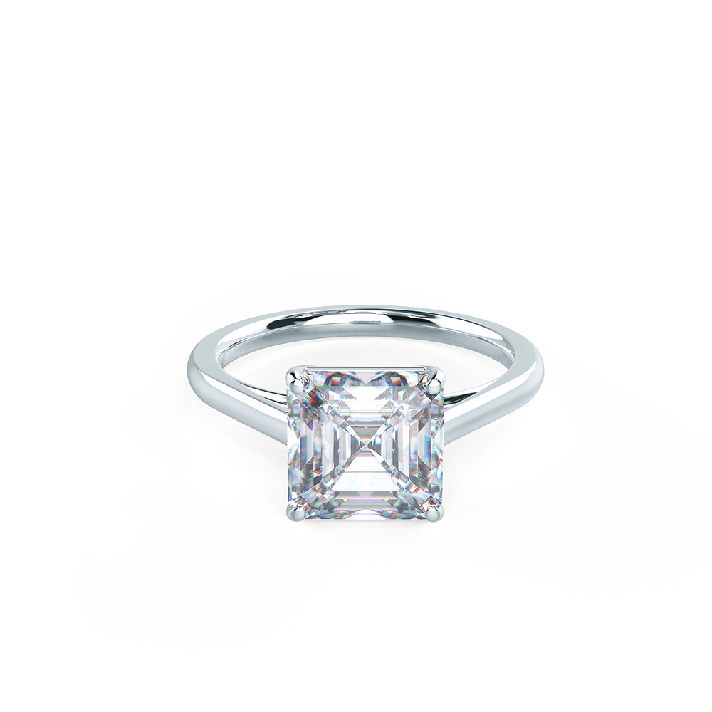 2.50 CT Asscher Cut Moissanite Solitaire Engagement Ring