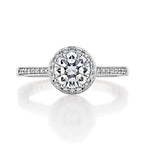 1.35CT Round Cut Halo Moissanite Engagement Ring in 18K White Gold