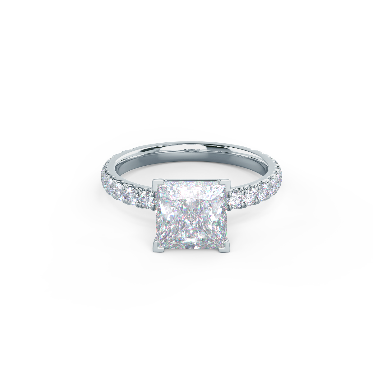 2.0 CT Princess Moissanite Pave Setting Engagement Ring