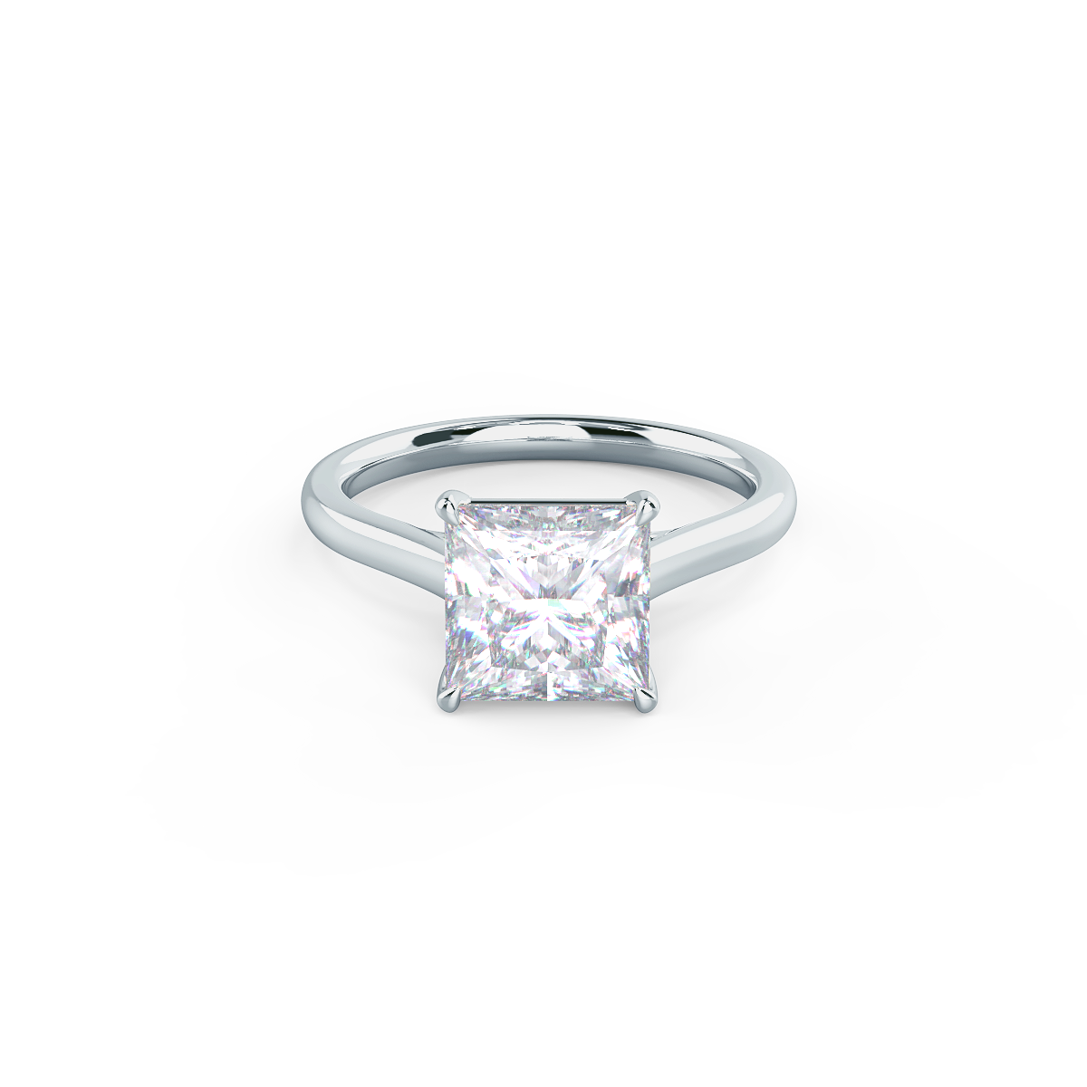 1.0 CT Princess Cut Moissanite Solitaire Style Engagement Ring