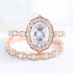 1.50 CT Oval Cut Moissanite Halo Bridal Ring Set
