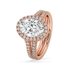 Oval Halo Ring with Split Shank Pave