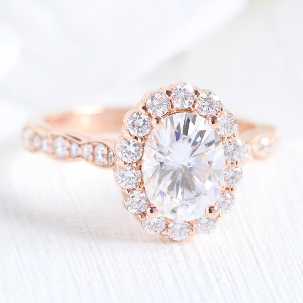 1.50 CT Oval Cut Vintage pave Style Moissanite Engagement Ring