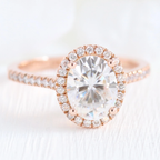 2.0 CT Oval Cut Moissanite Halo Engagement Ring