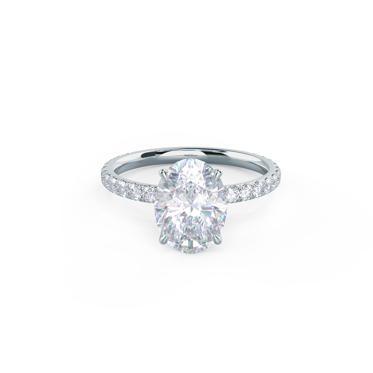 1.75 CT Oval Cut Moissanite Pave Setting Engagement Ring