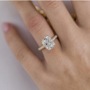 1.20 - 3.20 CT Elongated Cushion Moissanite Hidden Halo & Pave Engagement Ring