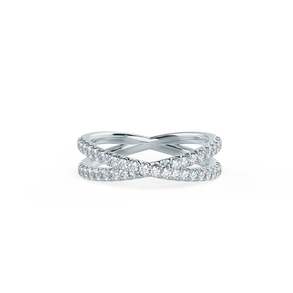 0.50 TCW Round Brilliant Cut Criss Cross Style Moissanite Wedding Band