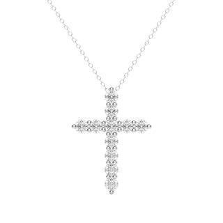 cross pendent round diamond moissanite necklace