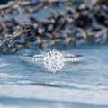 1.0 CT Round Brilliant Cut Pave Style Moissanite Engagement Ring