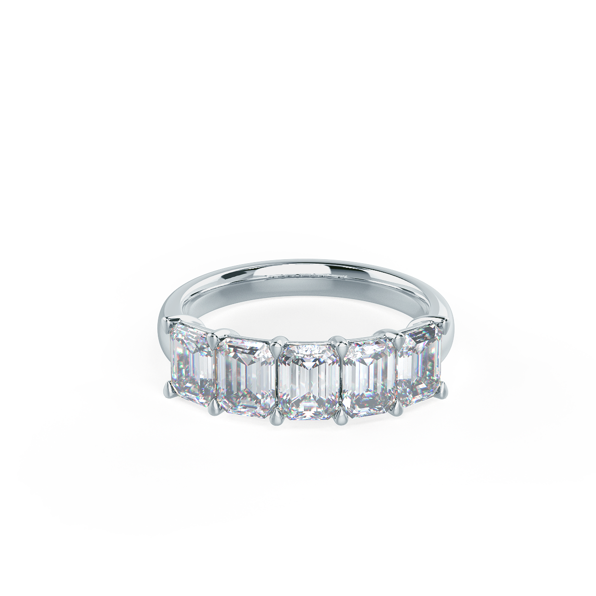 Emerald Cut Five Stone Moissanite Wedding Band Main image