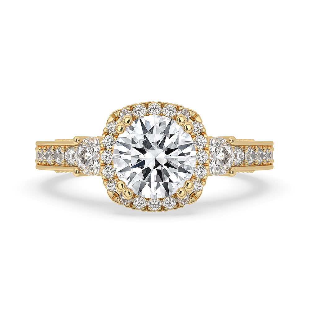 Art Deco Round Halo Engagement Ring