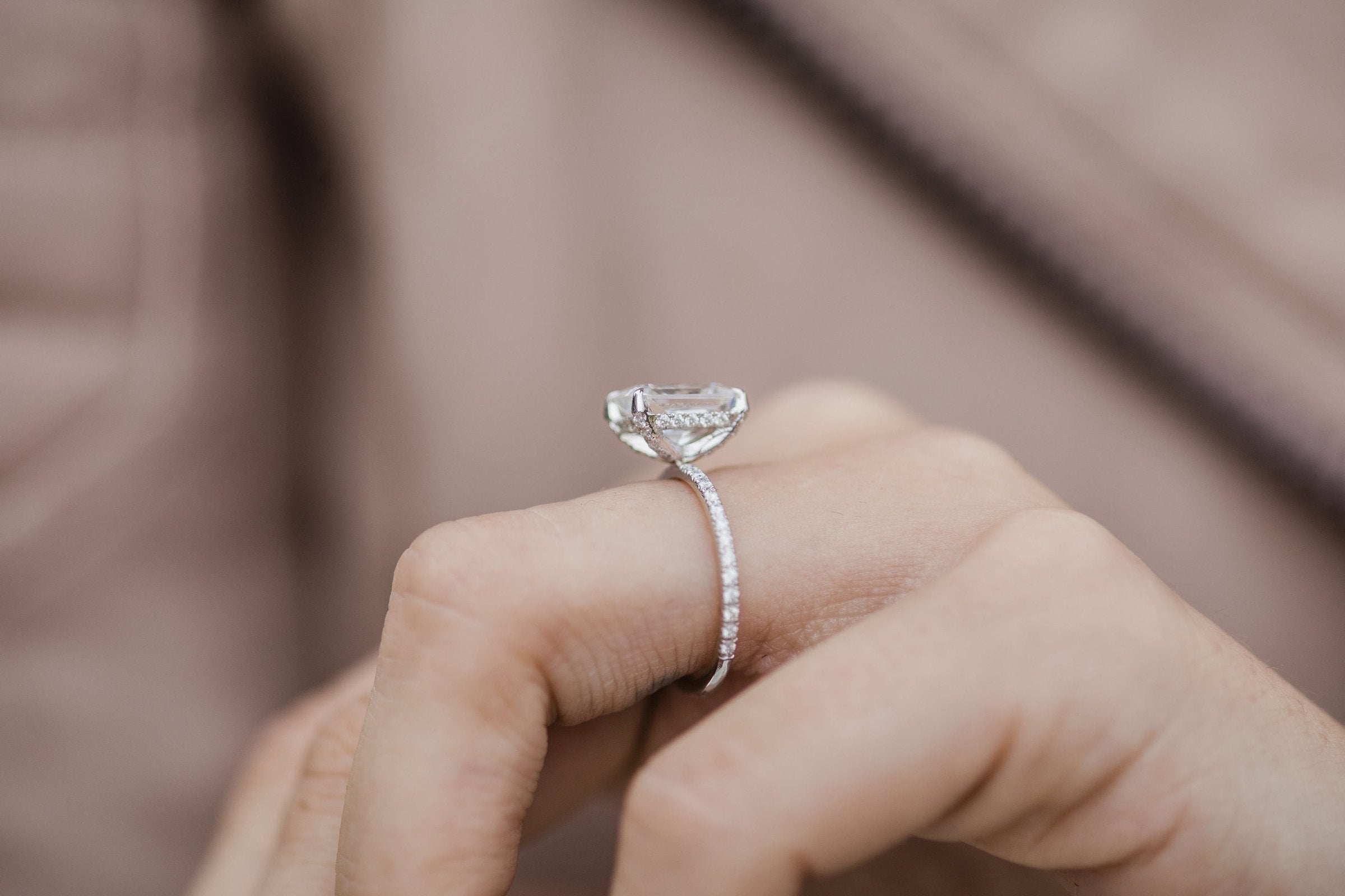 2.70 CT Radiant Moissanite Hidden Halo With Pave Setting Engagement Ring
