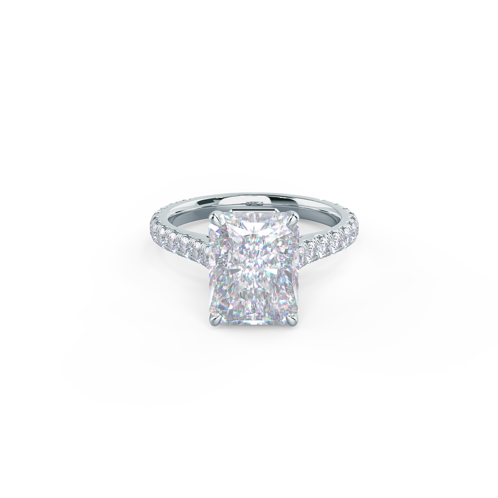 2.0 CT Radiant Moissanite Solitaire Pave Setting Engagement Ring