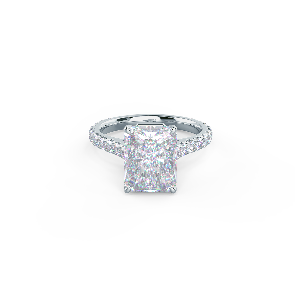 2.0 CT Radiant Moissanite Solitaire Pave Setting Engagement Ring