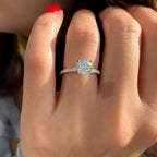 1.0 CT Round Cut Hidden Halo Moissanite Engagement Ring