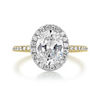 1.93CT Oval Cut Moissanite Halo Two Tone Engagement Ring