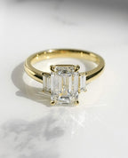 1.0 -3.0 CT Emerald ⁠Cut Lab Grown Diamond Three Stone Engagement Ring