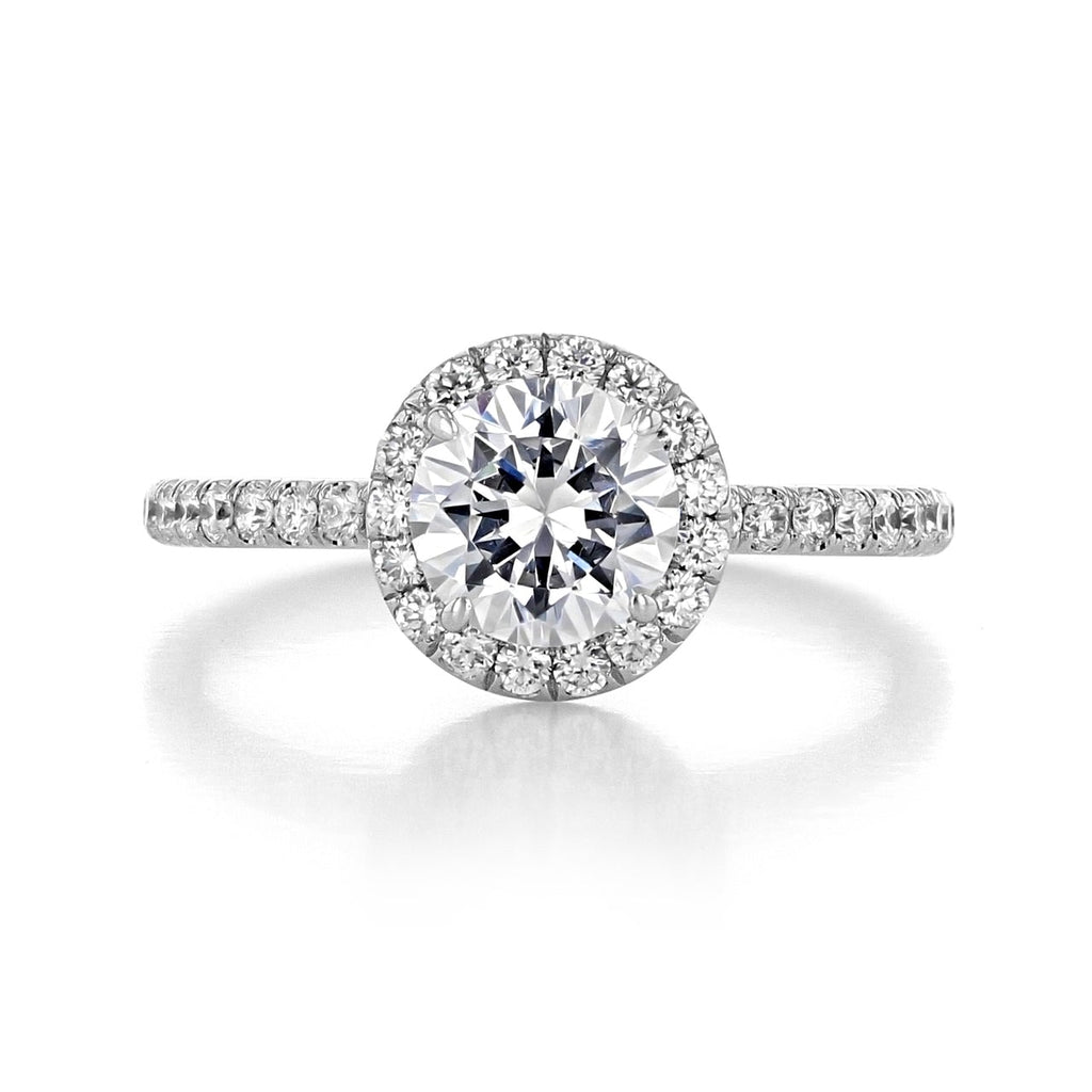 1.0CT Round Cut Halo Style Moissanite Engagement Ring