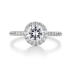 1.0CT Round Cut Halo Style Moissanite Engagement Ring