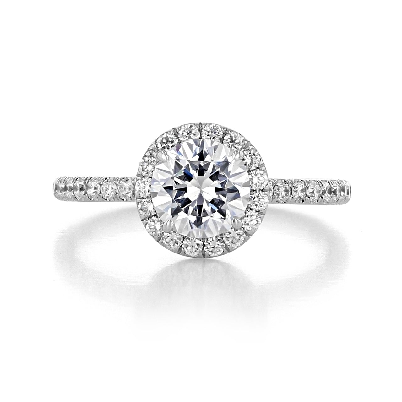 1.0CT Round Cut Halo Style Moissanite Engagement Ring