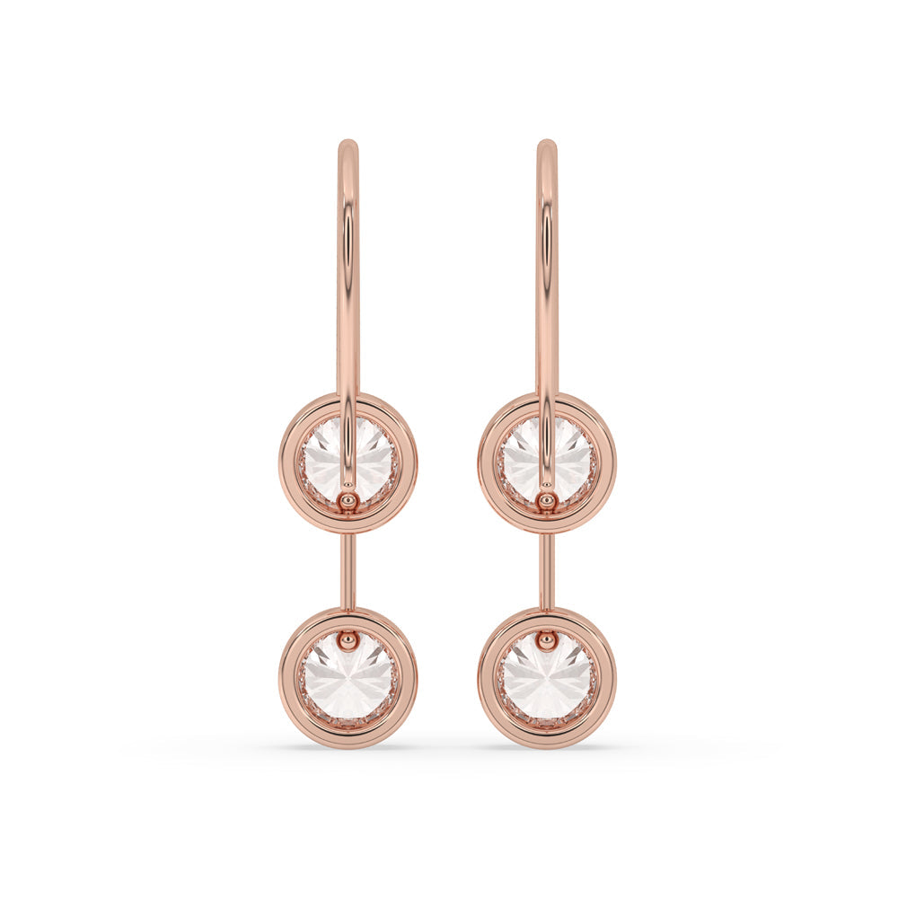 Round Diamond Earrings Featuring Rose Gold