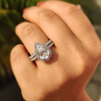 Pear Shaped Halo Engagement Ring In Round Cut Halo Style