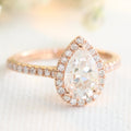 1.50 CT Pear Cut Moissanite Halo Engagement Ring