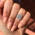0.95 CT Cushion Cut Double Halo Moissanite Engagement Ring