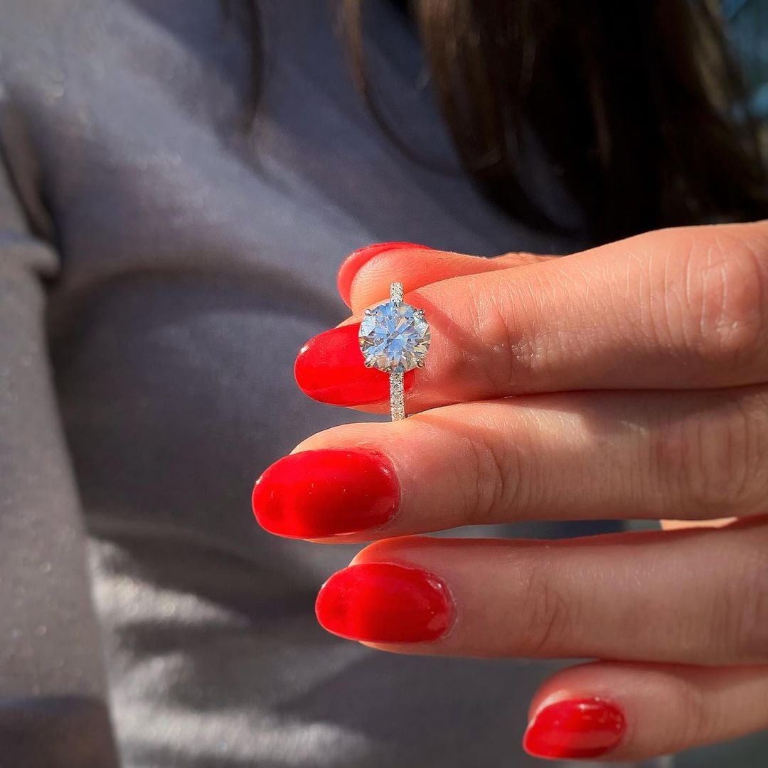 1.50 CT Round Moissanite Pave Engagement Ring