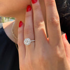 1.0 CT Round Cut Moissanite Halo Setting Engagement Ring