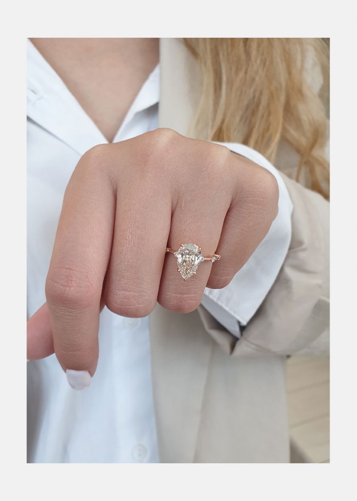 2.50 CT Pear Moissanite Solitaire Dainty Style Engagement Ring